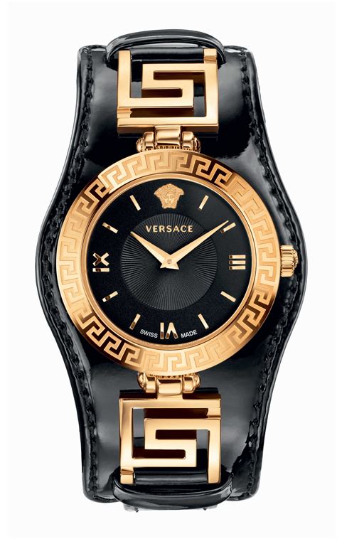 versace black leather watch|versace watch unisex.